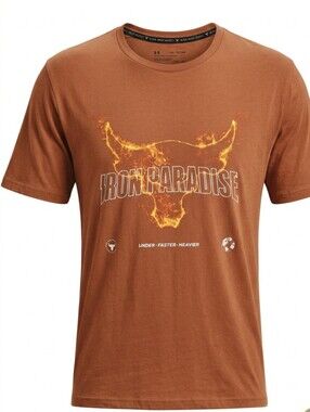 Under Armour Men's Rust Orange Iron Paradise Flame Graphic Tee Size XXL